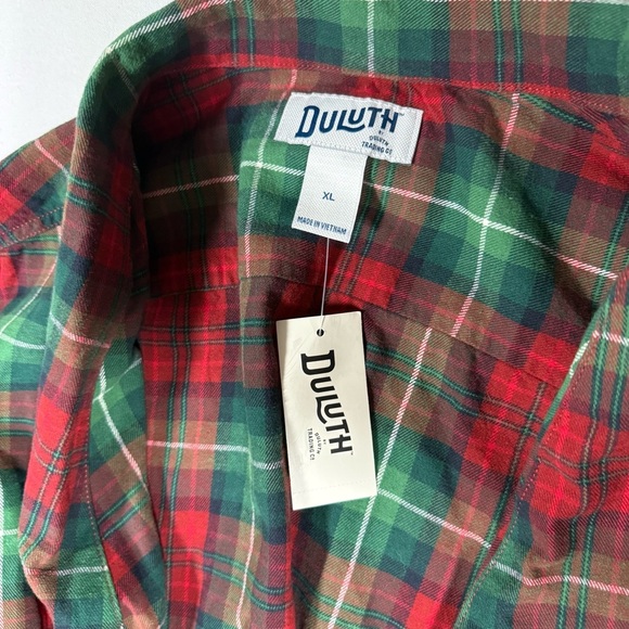 Duluth Trading Co men’s cotton robe Red green plaid - Picture 9 of 10